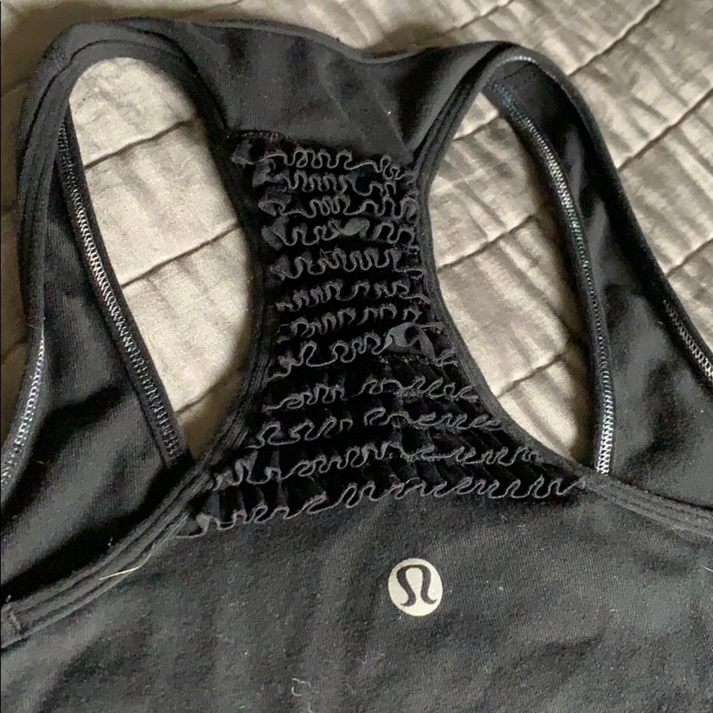 Black Lululemon Top with Ruffle Detail